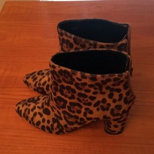 Ladies leather leopard ankle boots